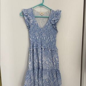 Elan Blue Floral Eyelet Dress